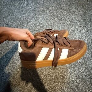 adidas Brown Suede Sneakers with White Stripes